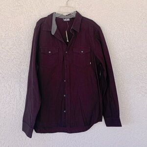 Vans long sleeves  button down shirt burgundy color size M